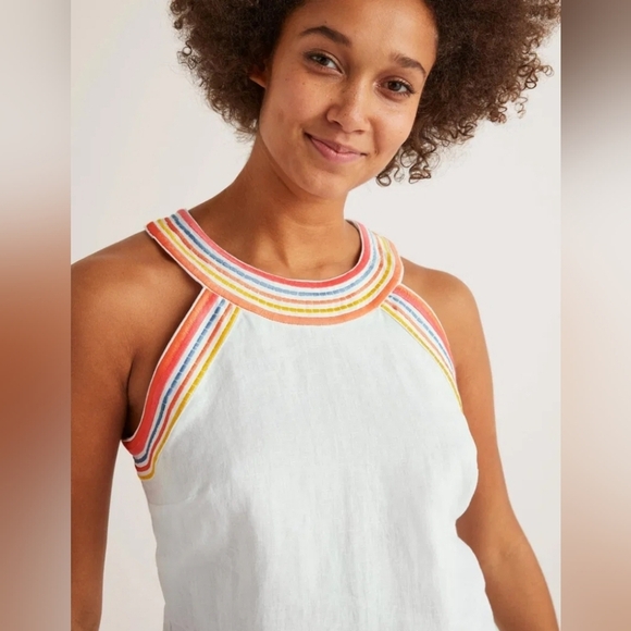 Boden | Dollie Embroidered Linen Embroidered Top Size 4 - Picture 5 of 14